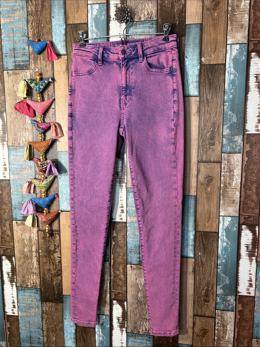 American Eagle Outfitters Pink Acid-Wash Skinny Jeans